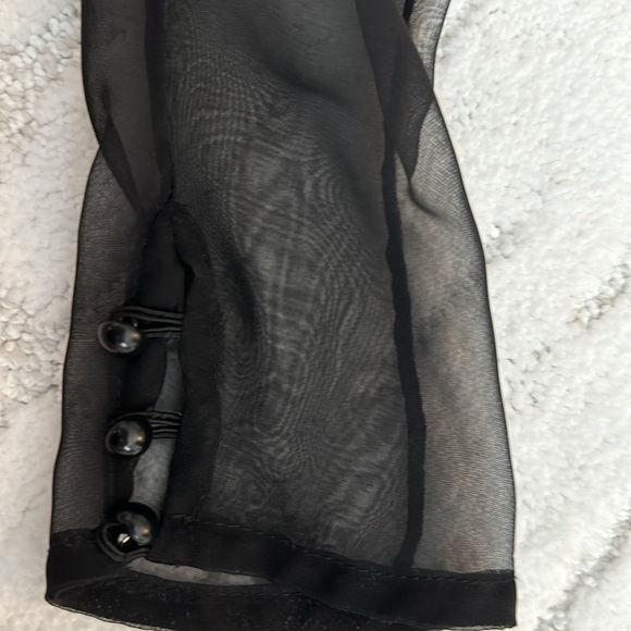 Black velvet with satin trim and bow:sheer front, back top and sleeves; size 6 - Picture 3 of 9